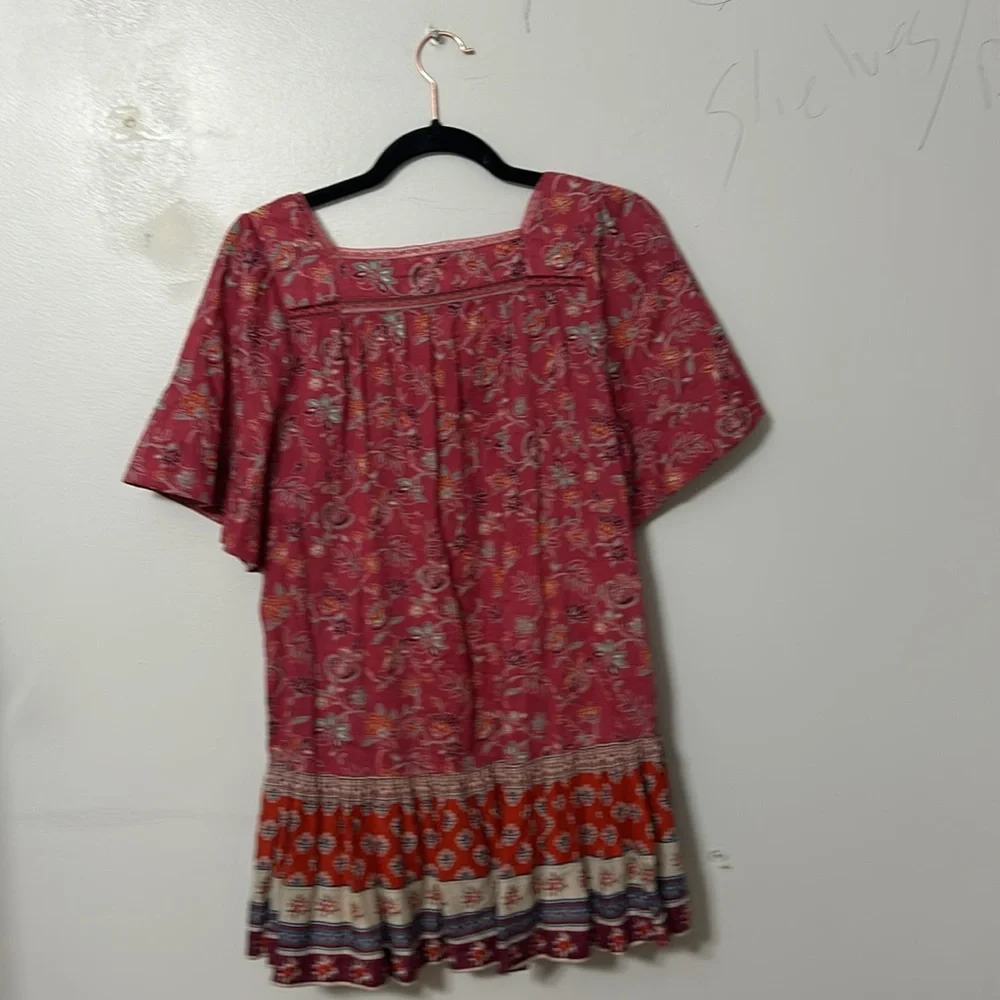 Beach Lunch Lounge Womens Nica Square Neck Printed Button-Down Top Boho Blouse S - Picture 5 of 5